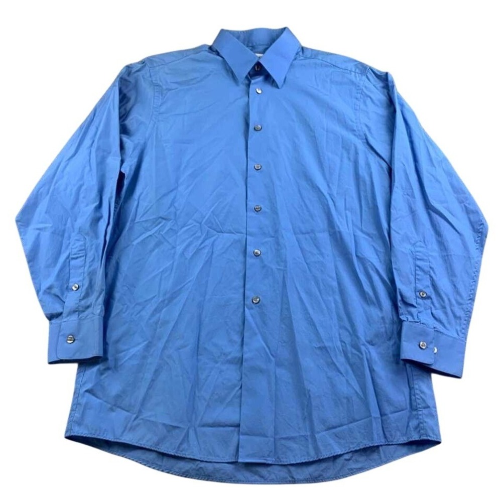 Calvin Klein Dress Shirt Men Neck 15 1/2 32/33 Blue Button Down Long Sleeve